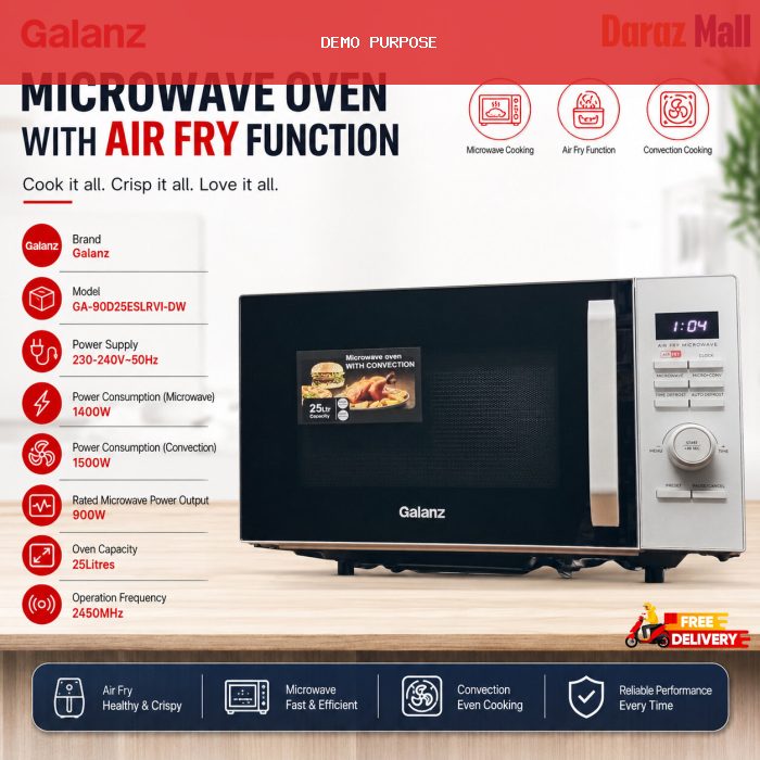 Galanz GA-90D25ESLRVI-DW 25L Microwave Oven with Air Fryer | 900W Convection Microwave