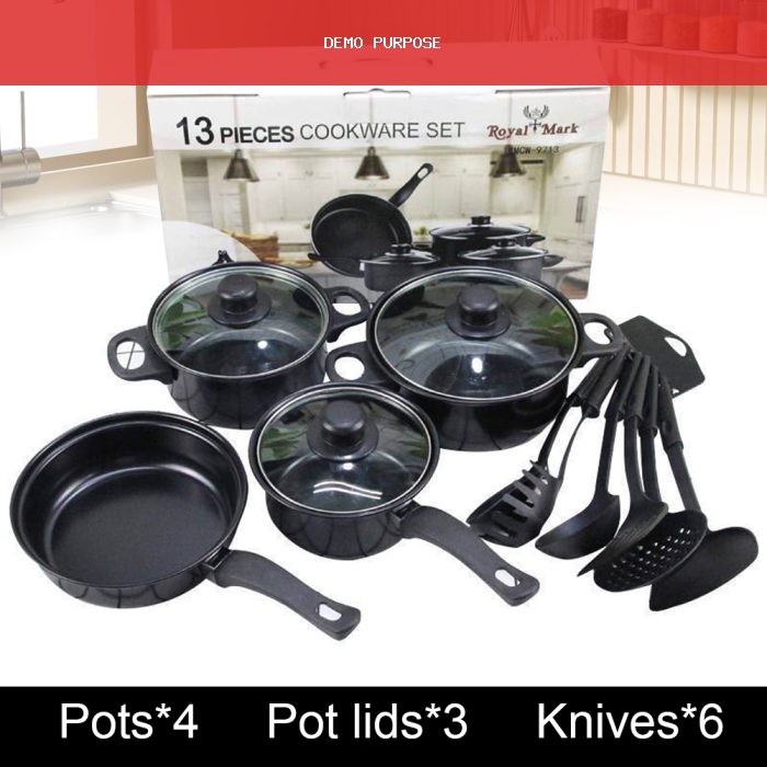 12-Piece Non-Stick Cookware Set Cooking Pot with Lid Milk Pot Maifan Stone Frying Pan Cooking Pot Set for All Hob