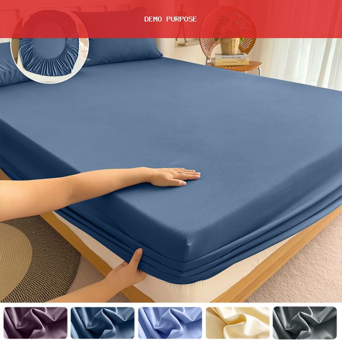 High Quality Fabric Fitted Sheet With Elastic Band Solid Color Mattress Sheet for King Queen Bed 150x200 180x200 200x220cm 1PC
