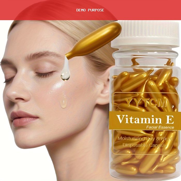 Vitamin E Serum Capsules, Single-Use Essence Capsules, Hydrating and Moisturizing Facial Skin 90 Capsules/Bottle - 1 Bottle