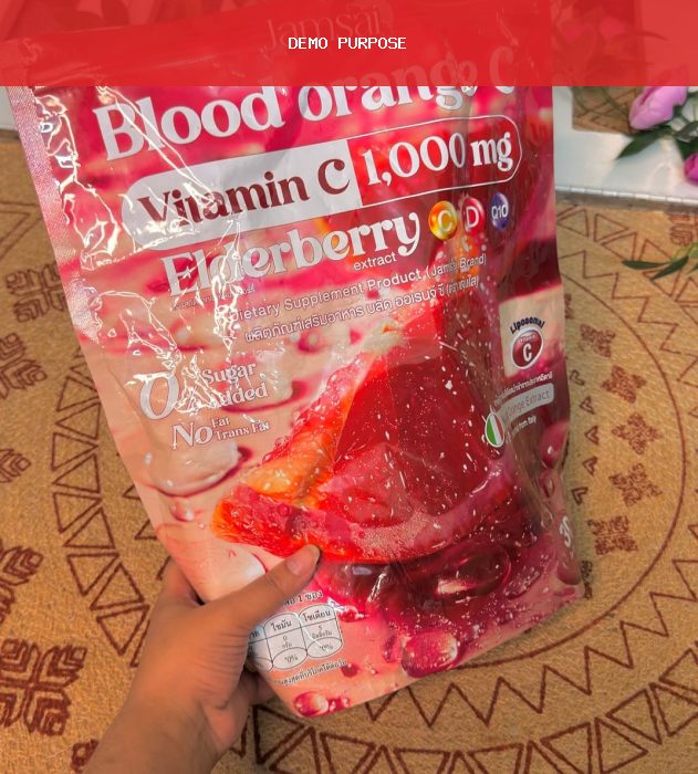 Jamsai Blood Orange Vitamin C with Elderberry (C, D, Q10) Extract Dietary Powder Supplement (30 Sachets)