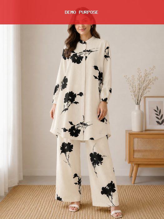 Women's Ready-made Two Piece Set Soft Butter Shirt & Butterfly Pant Free Size Stylish Casual Outfit for Women