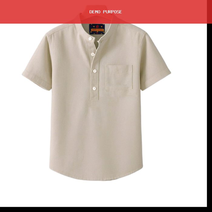 New Mens short sleeve Solid Color Stand Up Collar Shirt Summer Trendy Breathable Loose Youth Basic Cotton Pocket Top