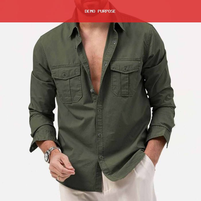 Kaizer cotton full sleeves double pocket shirt for Men