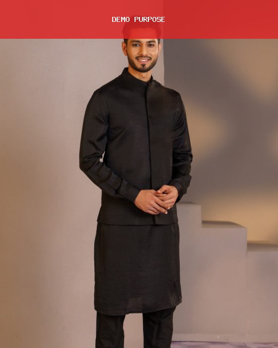 The new black waist coat and panjabi combo set design semilong panjabi