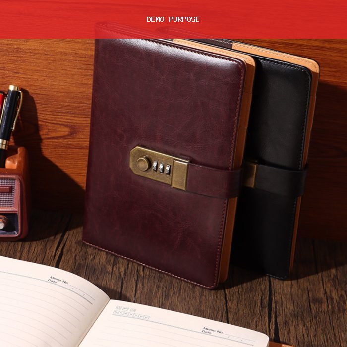 A5 Business Retro Notebook with Lock 2025 New Diary College Student Stationery Supplies Password Protected