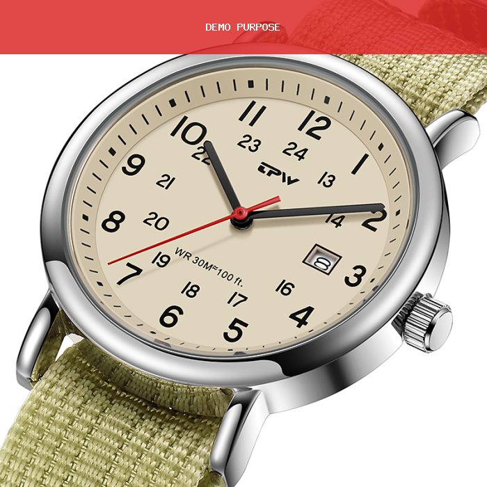 2026 TPW Field Watch Easy Reading Fabric Strap 24 Hours Display Quartz Movement Day function
