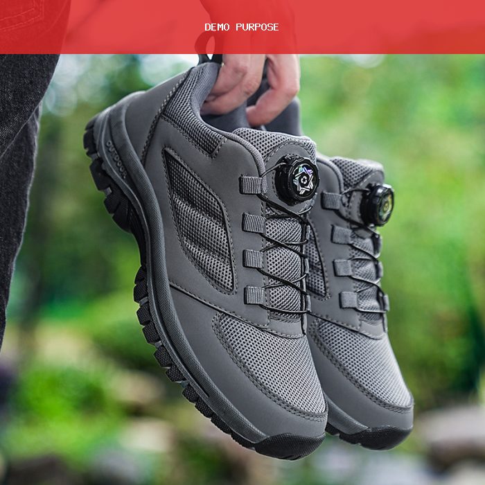 Male Sneakers Stylish Rotating Buckle Hiking Boots Solid Color Comfortable Non-slip Sporty Shoes Plus Size Men Shoes Leather